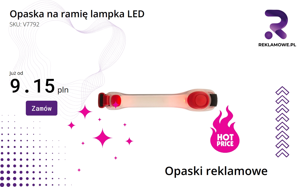 Opaska na ramię z lampką LED do biegania w nocy