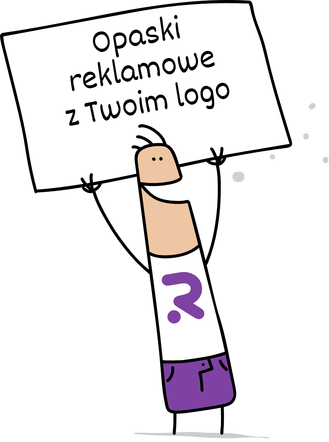 Buddy trzymający napis opaski reklamowe z Twoim logo