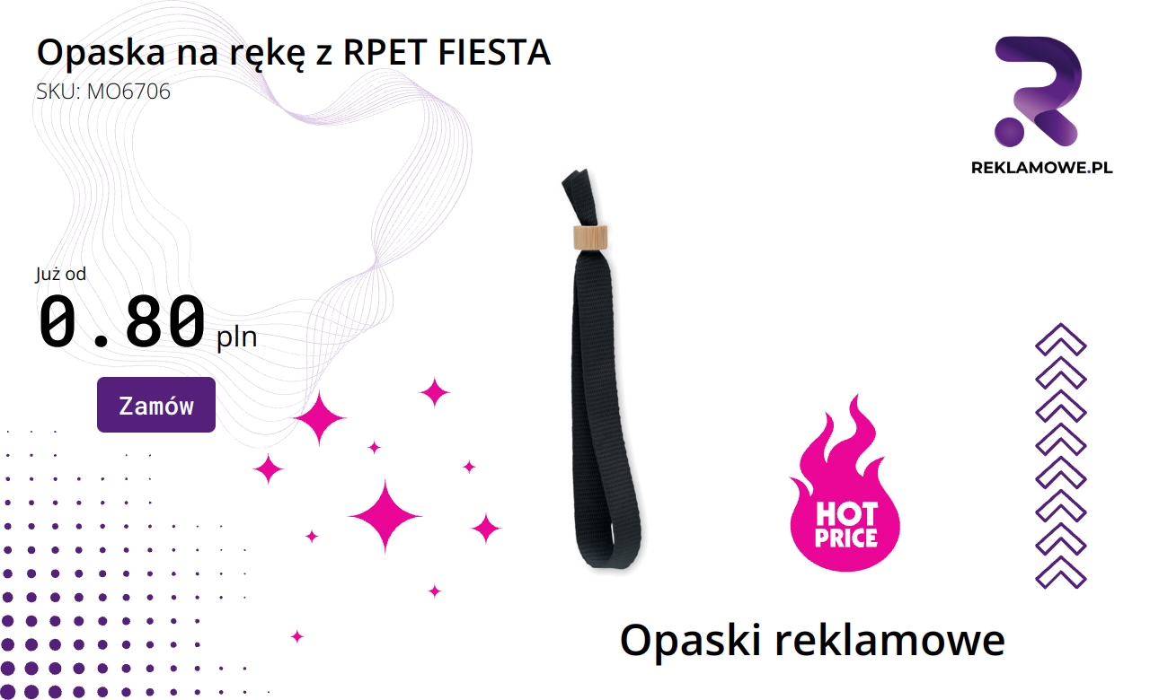 Opaska na rękę wykonana z recyklingowanego PET FIESTA